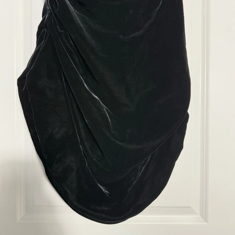 Oscar de la Renta black strapless draped velvet and sequin top / minidress - Picture 8 of 14